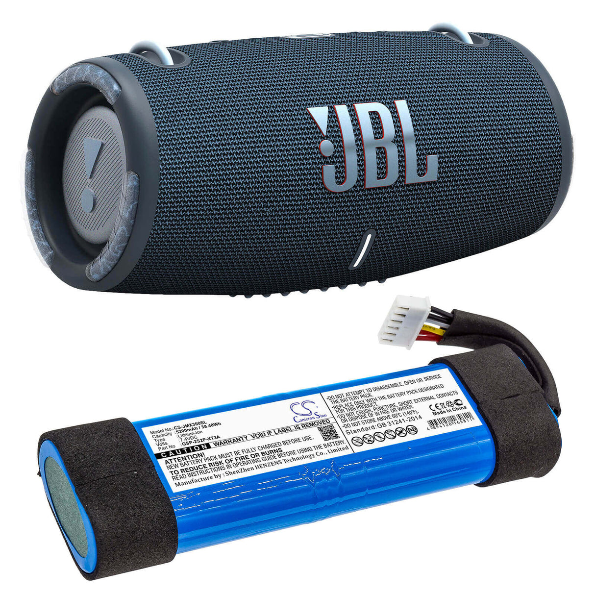 7,4V, Li-ion, 5200mAh, Batterie pour haut-parleur compatible avec Jbl, Xtreme 3, 38,48Wh Haut-parleur Cameron Sino Technology Limited