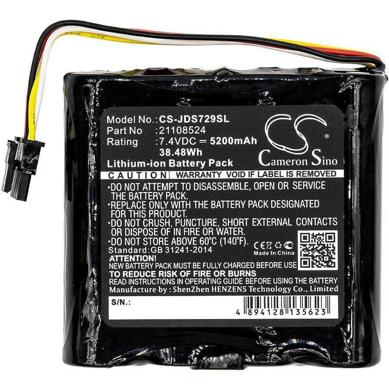 7.4V, Li-ion, 5200mAh, Equipment battery fits Jdsu, 21108524, 21100729 000, 21129596 000, 38.48Wh Equipment, Survey, Test Cameron Sino Technology Limited