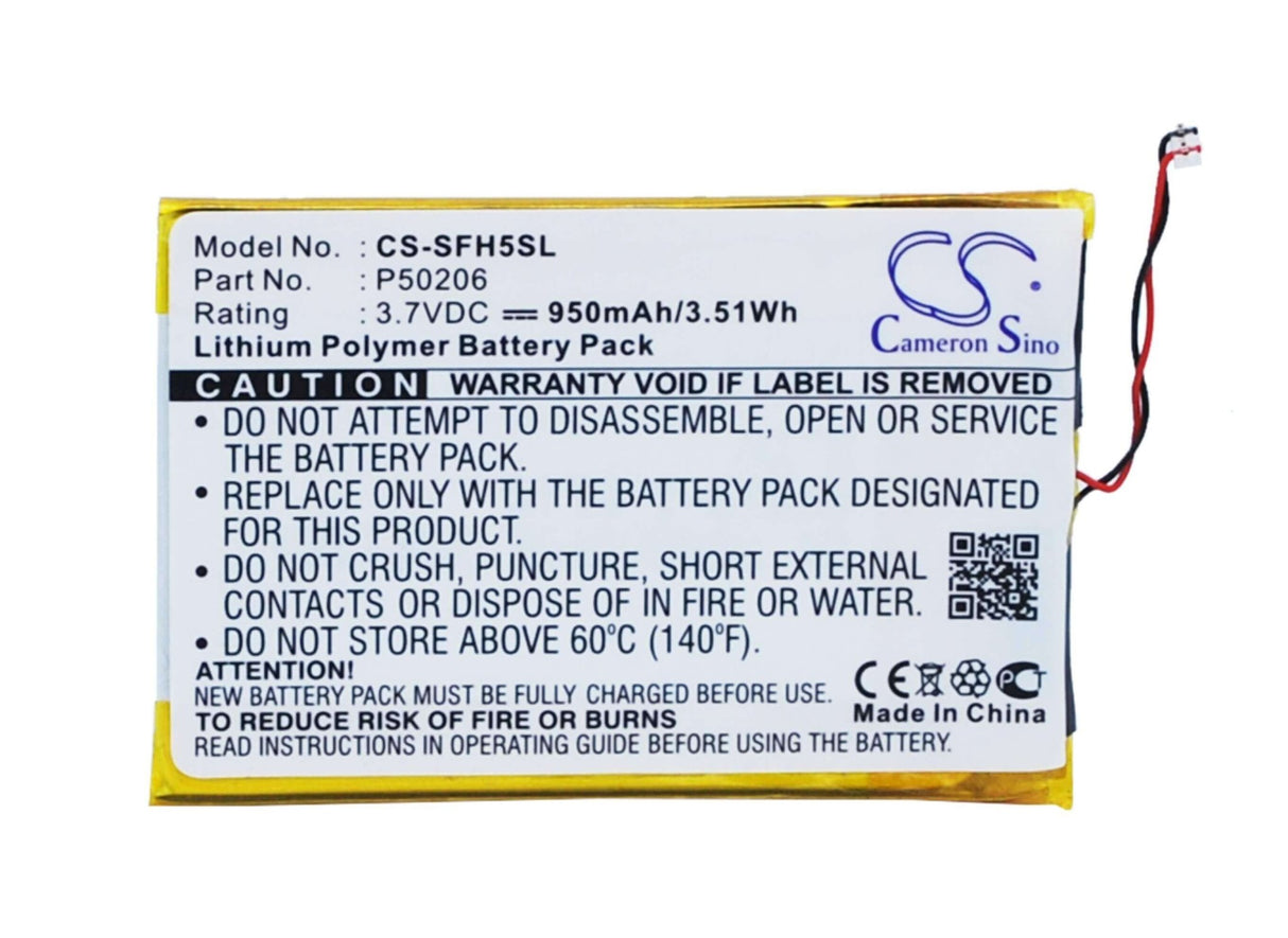 3.7V, Li-Polymer, 950mAh, Media Player battery fits Jnc, P50206, Ssf-h5, 3.52Wh Media Player Cameron Sino Technology Limited