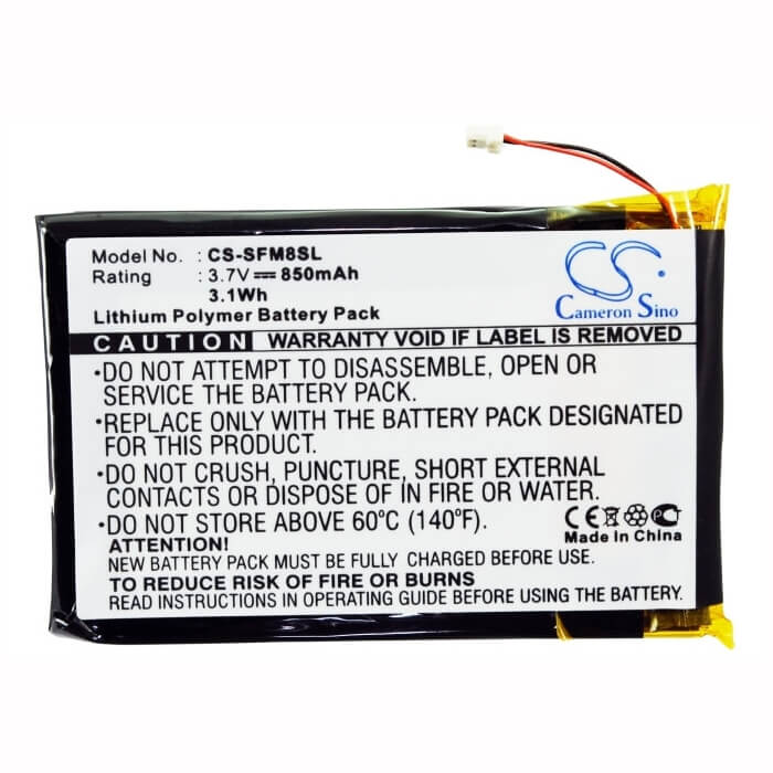 3.7V, Li-Polymer, 850mAh, Media Player battery fits Jnc, Ssf-m805, Ssf-m810, 3.15Wh Media Player Cameron Sino Technology Limited (Suspended)