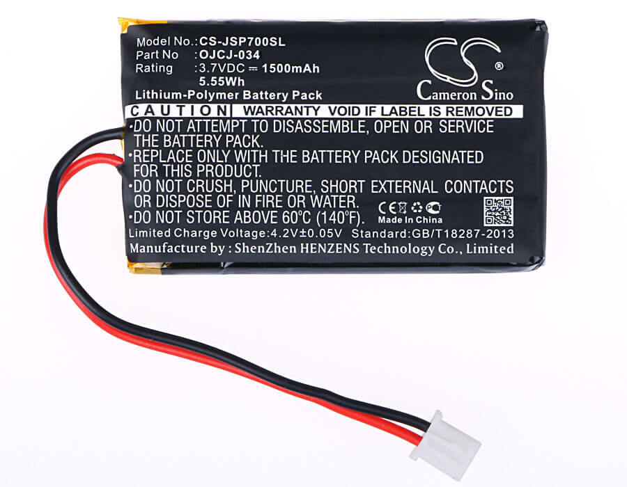 3.7V, Li-Polymer, 1500mAh, Speaker battery fits Jvc, Jvc Sp-ad70-a, Jvc Sp-ad70-b, 5.55Wh Speaker Cameron Sino Technology Limited