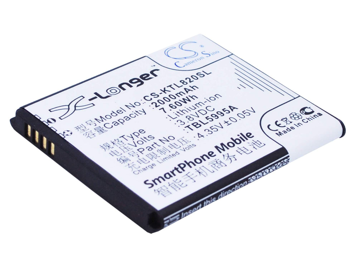 3.8V, Li-ion, 2000mAh, SmartPhone battery fits K-touch, Tbe5707b, L820, L820c, 7.6Wh Mobile, SmartPhone Cameron Sino Technology Limited (Smartphone)