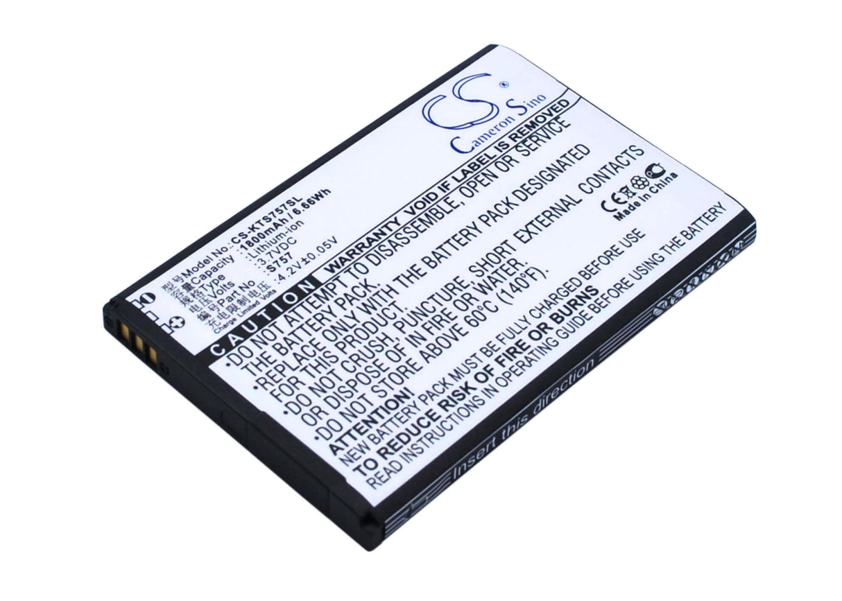 3.7V, Li-ion, 1800mAh, Batterie de smartphone compatible K-touch, S757, S757, 6.66Wh Mobile, Smartphone Cameron Sino Technology Limited (Smartphone)