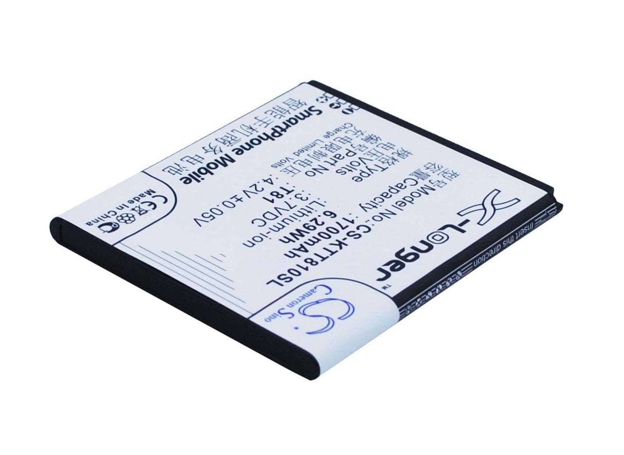 3.7V, Li-ion, 1700mAh, SmartPhone battery fits K-touch, T81, T81, 6.29Wh Mobile, SmartPhone Cameron Sino Technology Limited (Suspended)