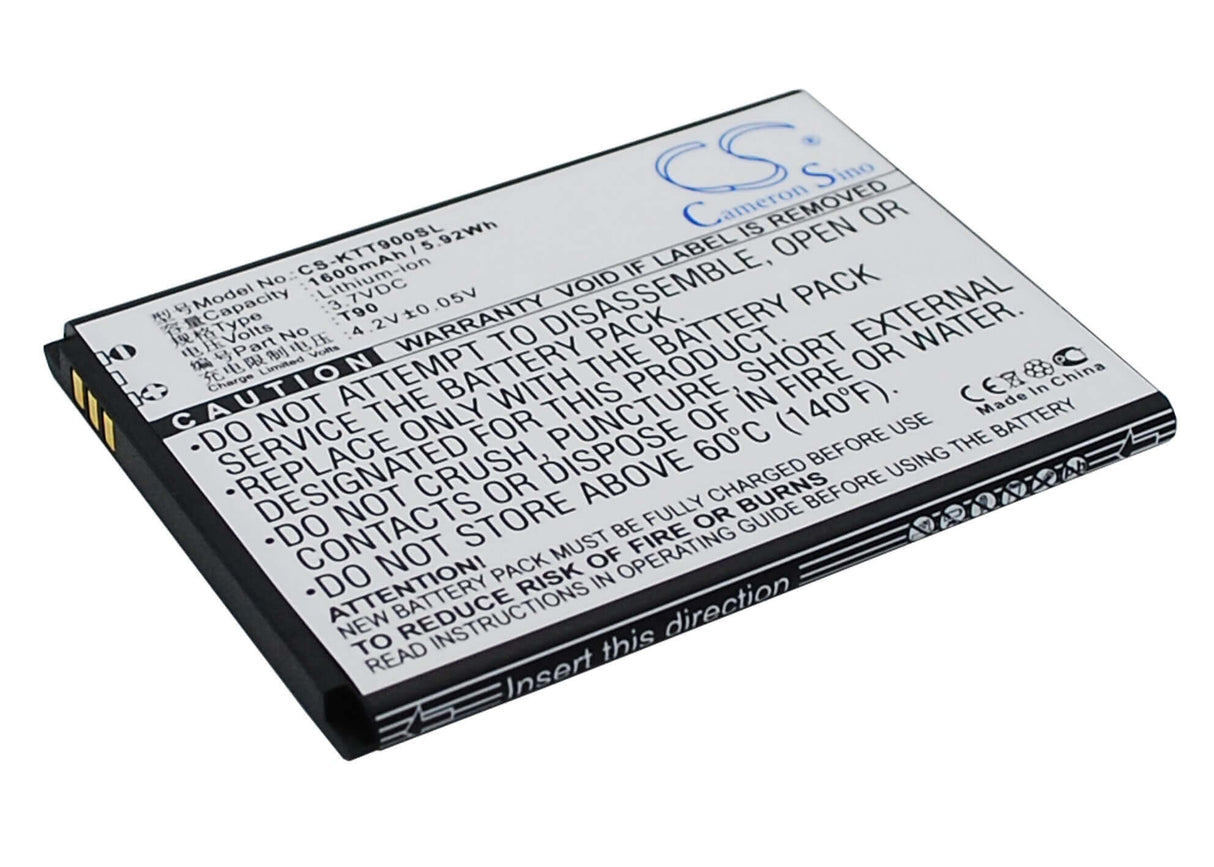 3.7V, Li-ion, 1600mAh, SmartPhone battery fits K-touch, T90, T90, 5.92Wh Mobile, SmartPhone Cameron Sino Technology Limited (Suspended)