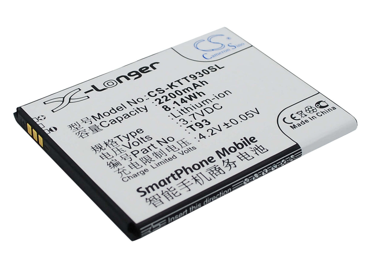 3.7V, Li-ion, 2200mAh, SmartPhone battery fits K-touch, T93, T93, 8.14Wh Mobile, SmartPhone Cameron Sino Technology Limited (Smartphone)