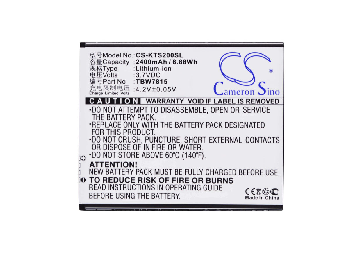3.7V, Li-ion, 2400mAh, batterie de smartphone compatible K-touch, Tbw7815, S2, V5, 8.88Wh Mobile, Smartphone Cameron Sino Technology Limited (Smartphone)