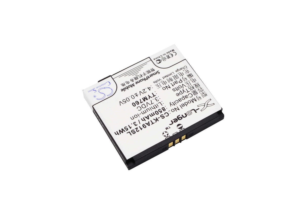 3.7V, Li-ion, 850mAh, SmartPhone battery fits K-touch, Tym760, A912, A915, 3.15Wh Mobile, SmartPhone Cameron Sino Technology Limited (Suspended)