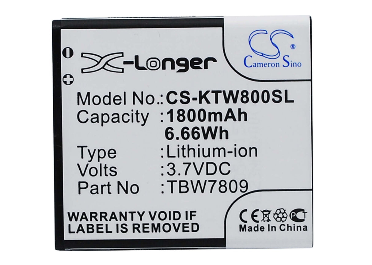 3.7V, Li-ion, 1800mAh, SmartPhone battery fits K-touch, Tbw7809, E6, E806, 6.66Wh Mobile, SmartPhone Cameron Sino Technology Limited (Suspended)