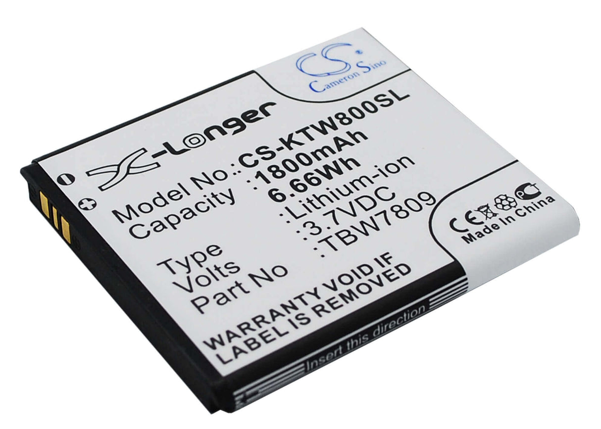 3.7V, Li-ion, 1800mAh, SmartPhone battery fits K-touch, Tbw7809, E6, E806, 6.66Wh Mobile, SmartPhone Cameron Sino Technology Limited (Suspended)
