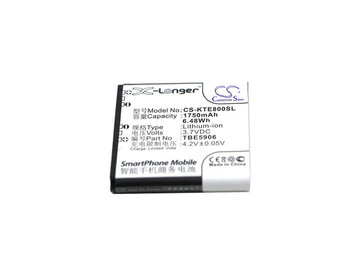 3.7V, Li-ion, 1750mAh, SmartPhone battery fits K-touch, Tbe5906, E688, E800, 6.48Wh Mobile, SmartPhone Cameron Sino Technology Limited (Suspended)