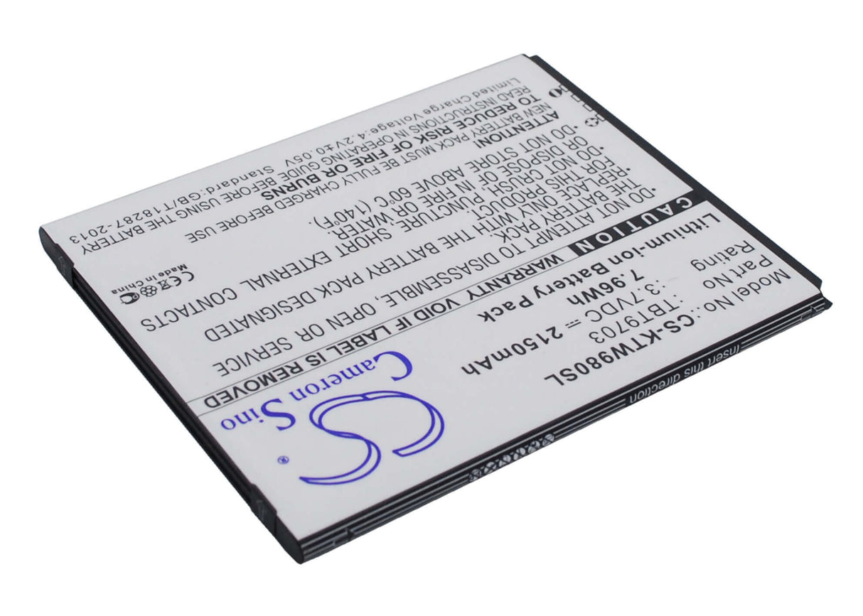 3,7V, Li-ion, 2150mAh, batterie de smartphone compatible avec K-touch, Tbt9703, Kis 3, Kis 3w, 7,96Wh Mobile, SmartPhone Cameron Sino Technology Limited (Suspendu)