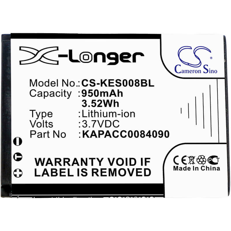 3.7V, Li-ion, 950mAh, Payment Terminal battery fits Kap Else, Kapacc0084090, Eskapad, Es-kap-ad Vr, 3.52Wh Payment Terminal Cameron Sino Technology Limited