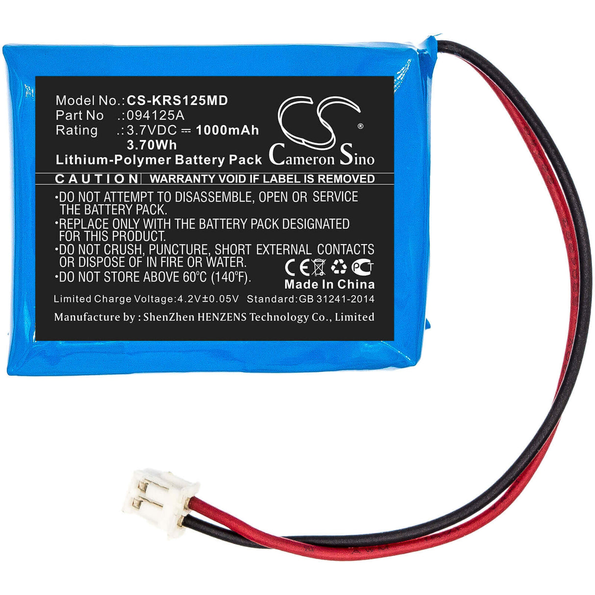 3.7V, Li-Polymer, 1000mAh, Medical battery fits Karl Storz, 094125a, Surgical Headlight, 3.70Wh Medical Cameron Sino Technology Limited (Medical)