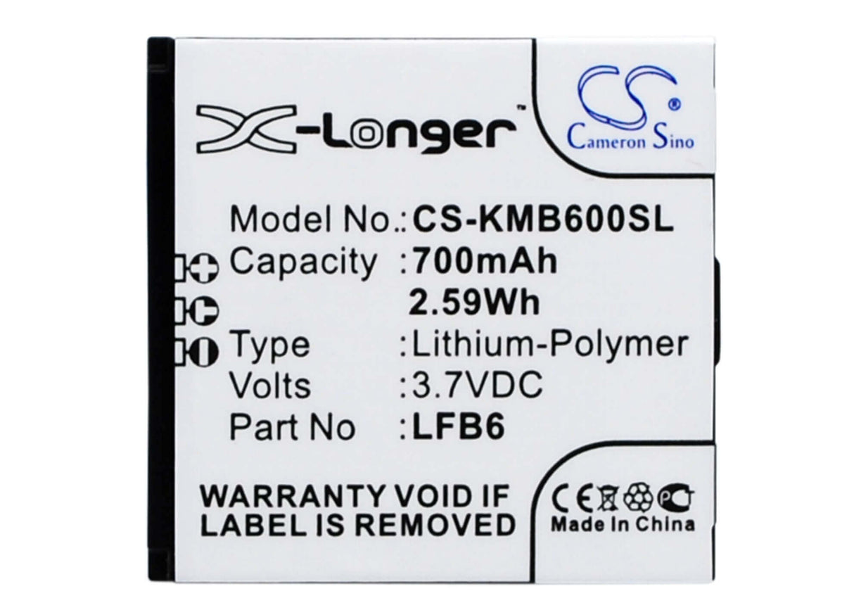 3.7V, Li-ion, 700mAh, SmartPhone battery fits Kazam, Lfb6, Life B6, 2.59Wh Mobile, SmartPhone Cameron Sino Technology Limited (Smartphone)