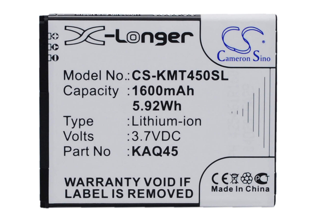 3.7V, Li-ion, 1600mAh, SmartPhone battery fits Kazam, Kaq45, Thunder 4.5, Thunder Q4.5, 5.92Wh Mobile, SmartPhone Cameron Sino Technology Limited (Suspended)