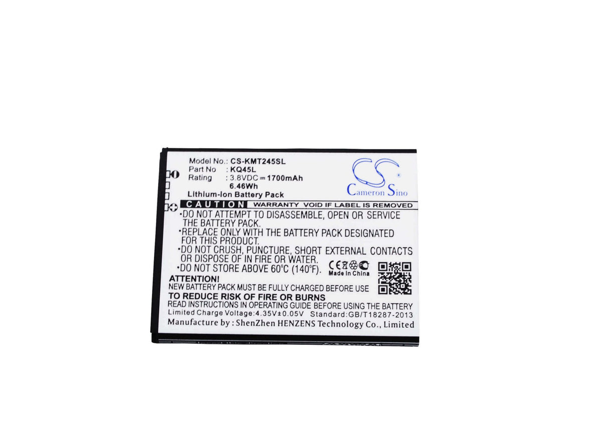 3.8V, Li-ion, 1700mAh, SmartPhone battery fits Kazam, Kq45l, Thunder 2 4.5l, Thunder 2 Q4.5l, 6.46Wh Mobile, SmartPhone Cameron Sino Technology Limited (Smartphone)