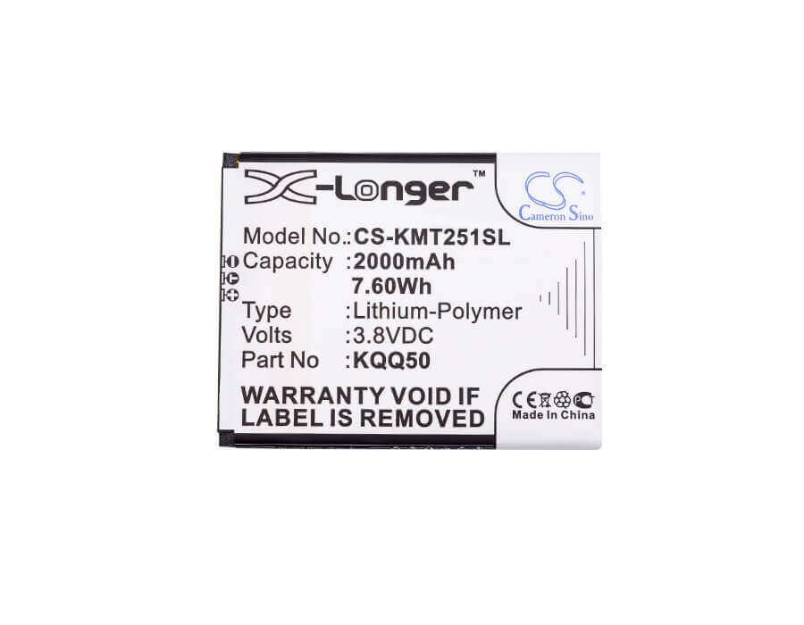 3,8V, Li-Polymère, 2000mAh, Batterie de smartphone compatible avec Kazam, 5834003660, Th25014-01, Thunder2 5.0, 7.6Wh Mobile, Smartphone Cameron Sino Technology Limited (Smartphone)