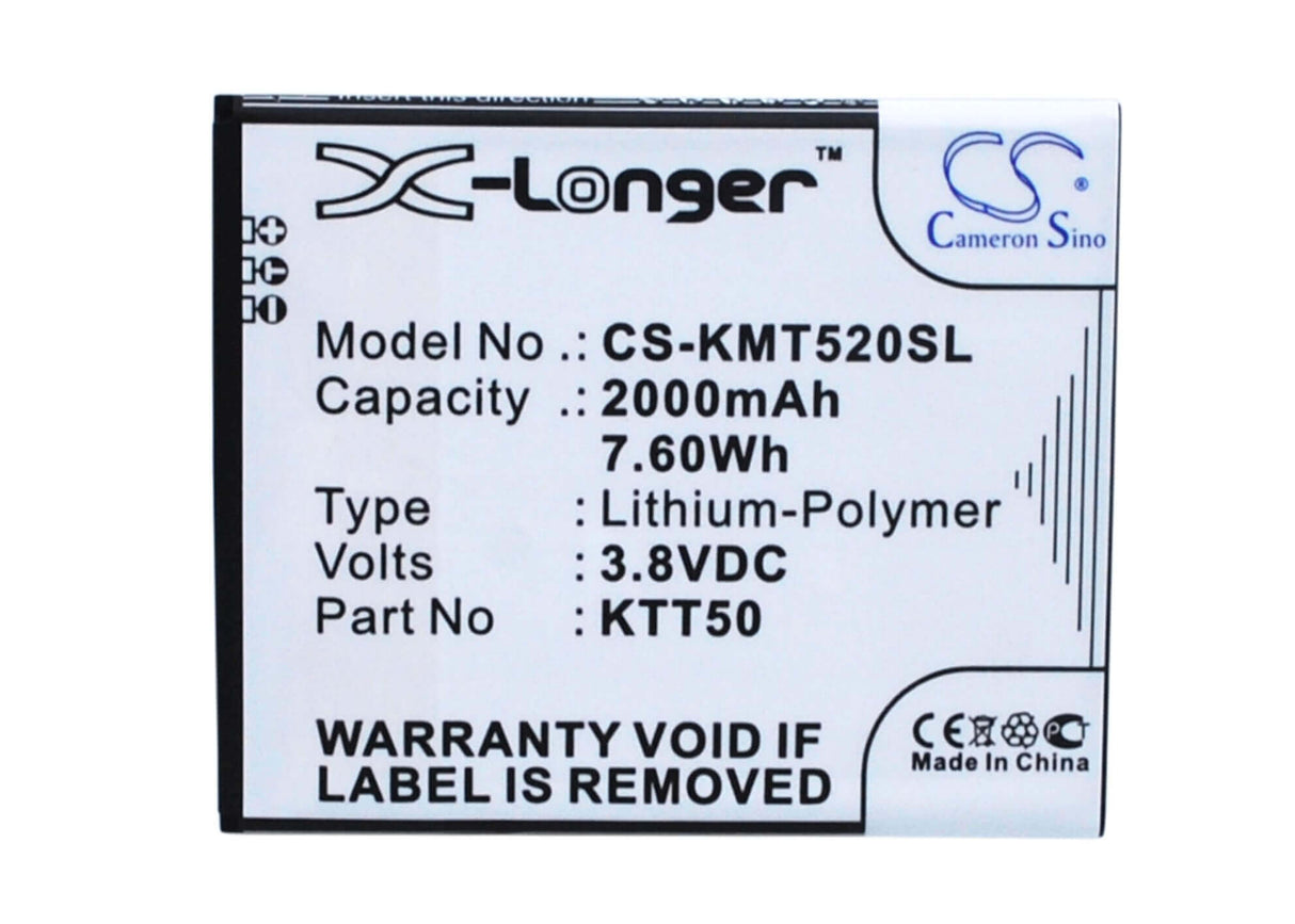 3.8V, Li-Polymer, 1700mAh, SmartPhone battery fits Kazam, Ktt50, Tornado 2, Tornado2 5.0, 6.46Wh Mobile, SmartPhone Cameron Sino Technology Limited (Smartphone)