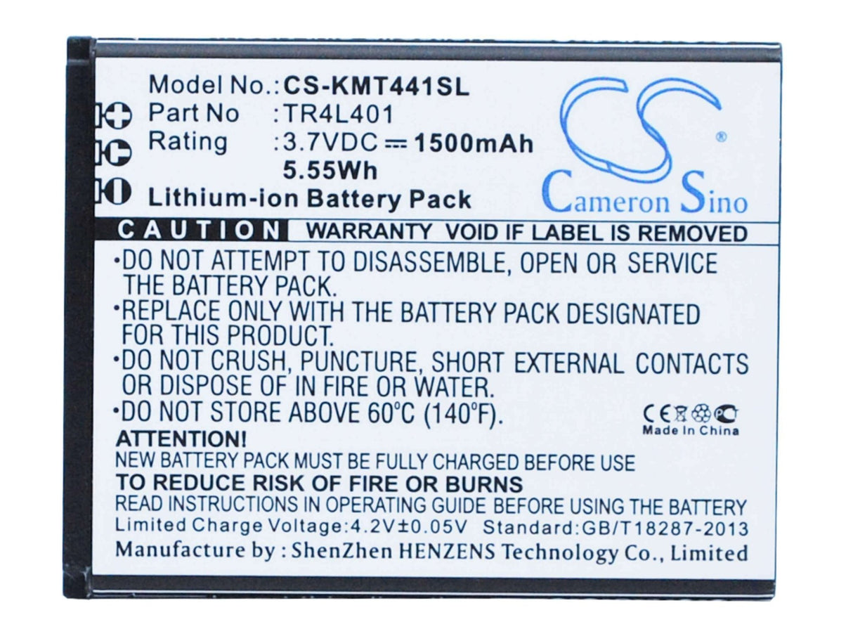 3.7V, Li-ion, 1500mAh, SmartPhone battery fits Kazam, Tr4l40, Tr4l4044044-01, Trooper 440l, 5.55Wh Mobile, SmartPhone Cameron Sino Technology Limited (Smartphone)