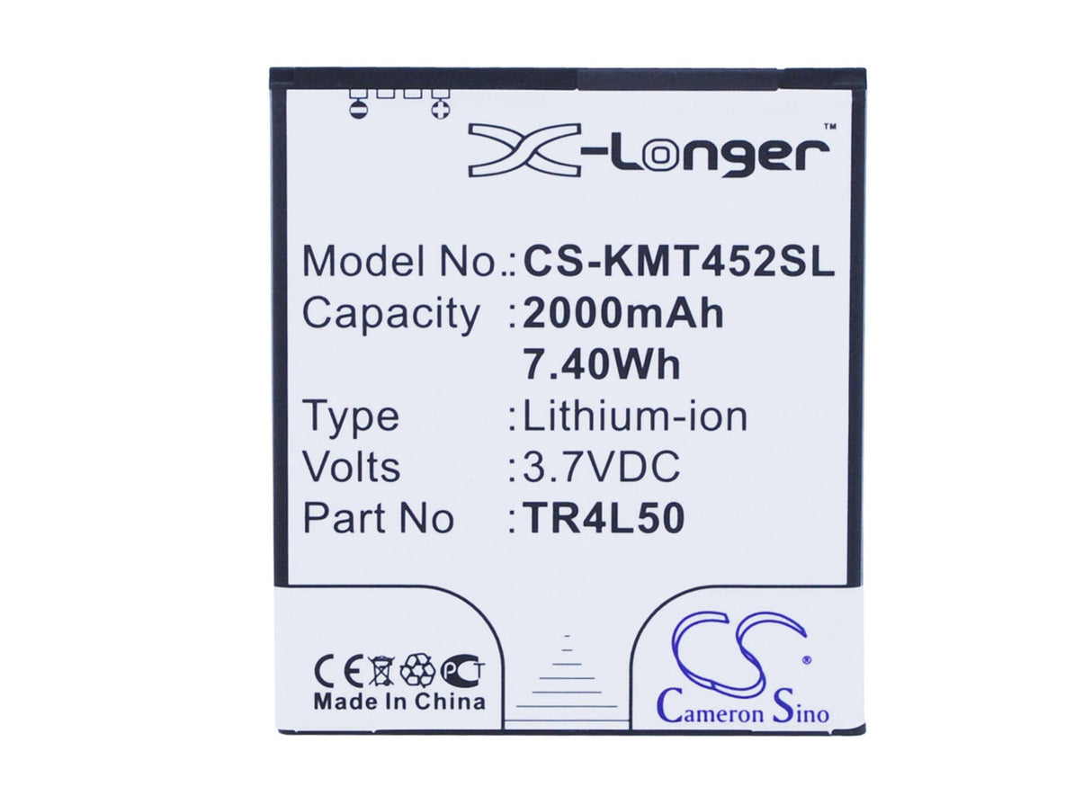 3.7V, Li-ion, 2000mAh, SmartPhone battery fits Kazam, Tr4l50, Trooper 450l, Trooper 450l Dual Sim, 7.4Wh Mobile, SmartPhone Cameron Sino Technology Limited (Smartphone)
