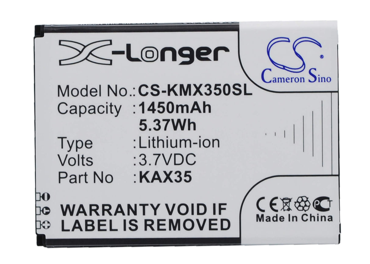 3.7V, Li-ion, 1450mAh, SmartPhone battery fits Kazam, Kax35, Trooper X3.5, 5.37Wh Mobile, SmartPhone Cameron Sino Technology Limited (Suspended)