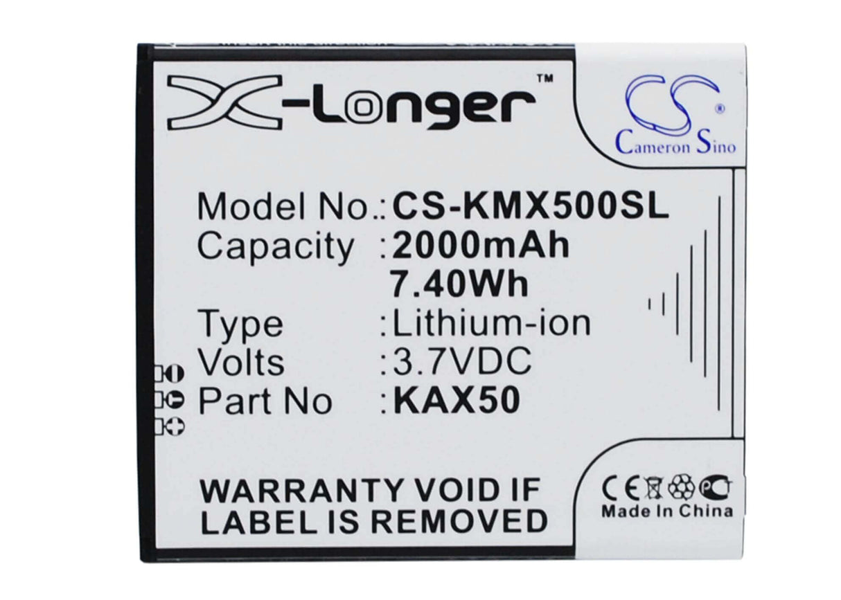 3.7V, Li-ion, 2000mAh, SmartPhone battery fits Kazam, Kax50, Trooper X5.0, 7.4Wh Mobile, SmartPhone Cameron Sino Technology Limited (Smartphone)