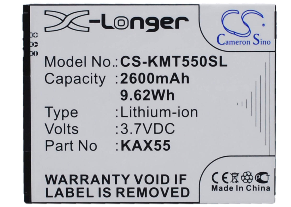 3.7V, Li-ion, 2600mAh, SmartPhone battery fits Kazam, Kax55, Trooper X5.5, 9.62Wh Mobile, SmartPhone Cameron Sino Technology Limited (Suspended)