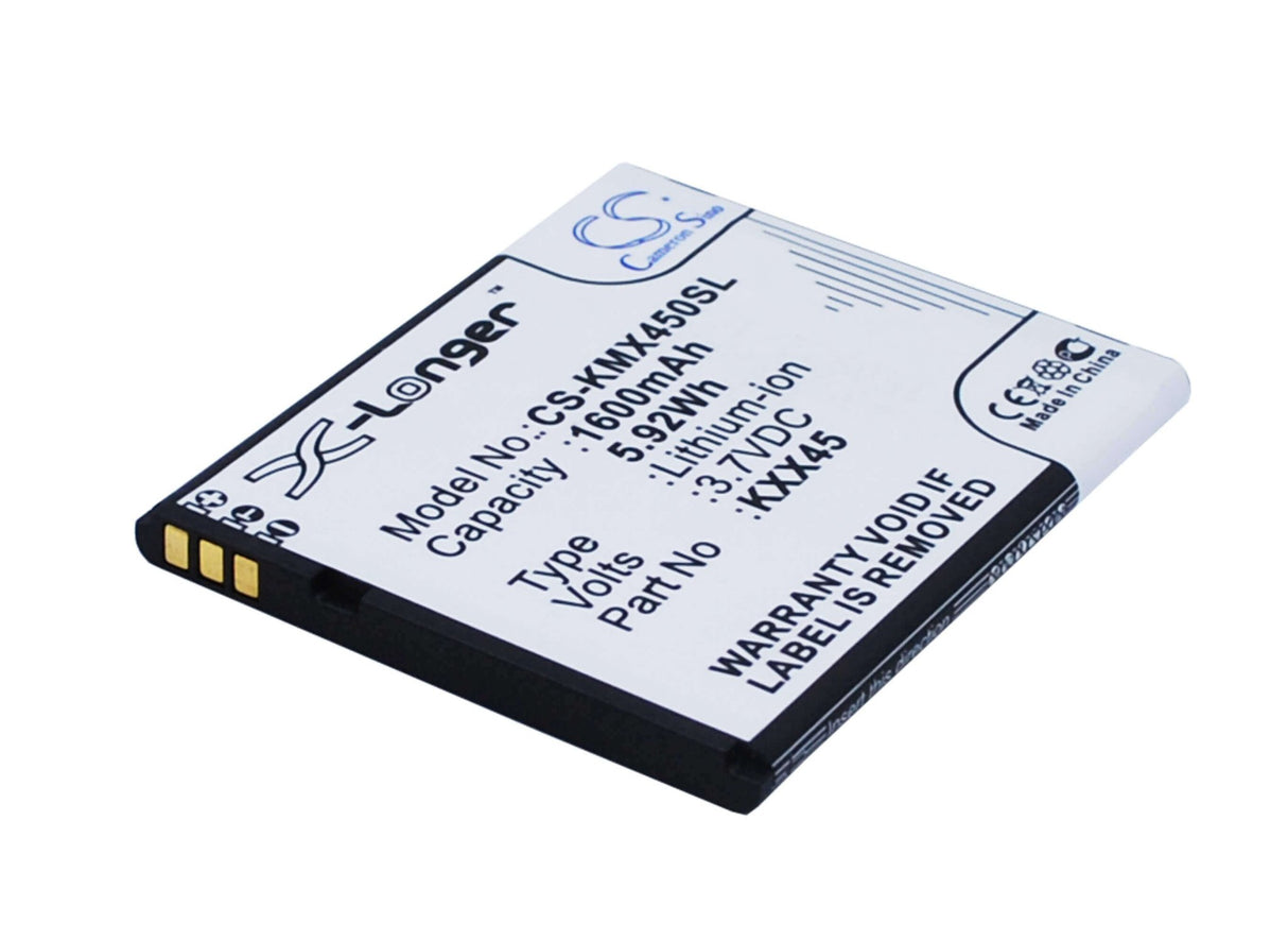 3.7V, Li-ion, 1600mAh, SmartPhone battery fits Kazam, Kxx45, Trooper 2 4.5, Trooper2 4.5, 5.92Wh Mobile, SmartPhone Cameron Sino Technology Limited (Suspended)