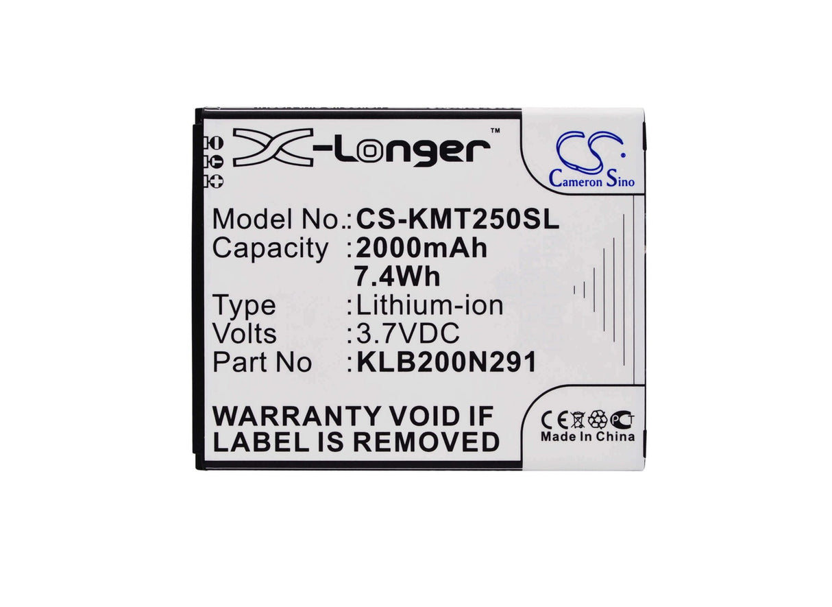 3.7V, Li-ion, 2000mAh, SmartPhone battery fits Kazam, 5834003661, Trooper 2 X5.0, Trooper2 5.0, 7.4Wh Mobile, SmartPhone Cameron Sino Technology Limited (Smartphone)