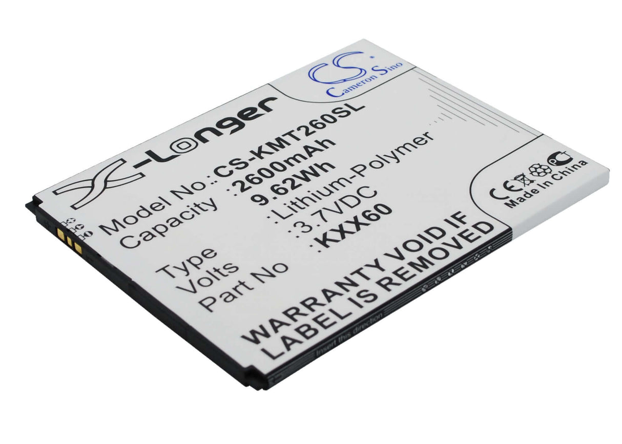 3.7V, Li-Polymer, 2600mAh, SmartPhone battery fits Kazam, Kxx60, Trooper 2 X6.0, Trooper 6.0, 9.62Wh Mobile, SmartPhone Cameron Sino Technology Limited (Suspended)