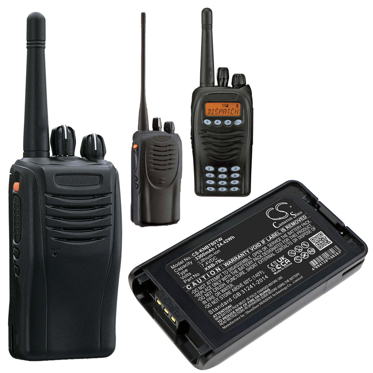 7.4V, Li-ion, 3300mAh, Two-Way Radio battery fits Kenwood, Knb-24l, Nx-220, Nx-320, 24.42Wh Two-Way Radio Cameron Sino Technology Limited