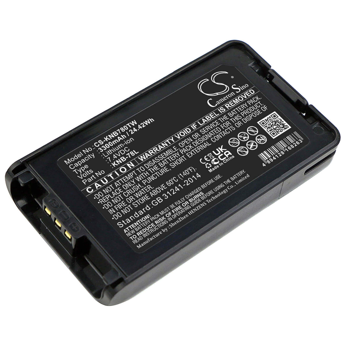 7.4V, Li-ion, 3300mAh, Two-Way Radio battery fits Kenwood, Knb-24l, Nx-220, Nx-320, 24.42Wh Two-Way Radio Cameron Sino Technology Limited