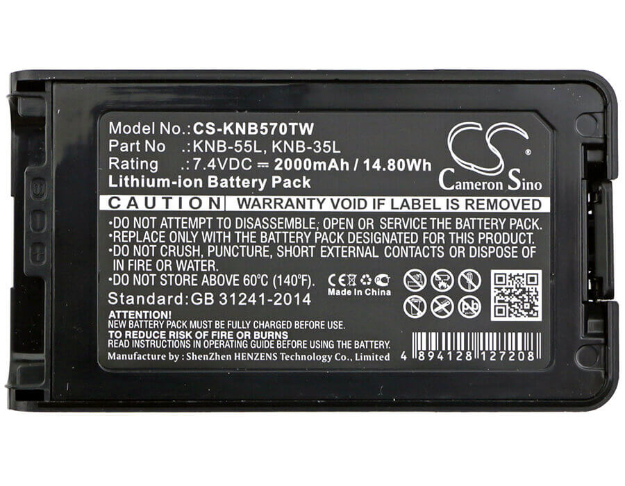 7.4V, Li-ion, 2000mAh, Two-Way Radio battery fits Kenwood, Knb-24l, Nx-220, Nx-320, 14.8Wh Two-Way Radio Cameron Sino Technology Limited