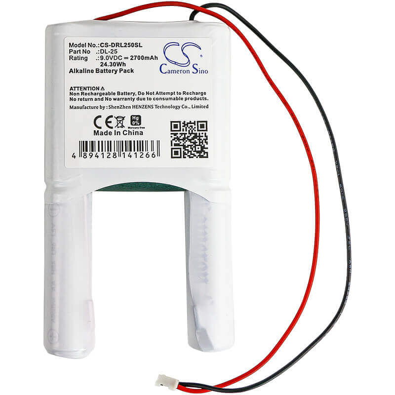 9.0V, Alkaline, 2700mAh, Door Lock battery fits Ultralast, Kiesub, Power Xp, Nabc, Vingcard, Kie101-6ap-1, 24.3Wh Door Lock Cameron Sino Technology Limited