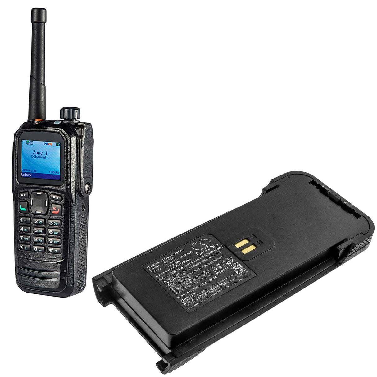 7.4V, Li-ion, 2000mAh, Two-Way Radio battery fits Kirisun, Kb-77b, Dp770, Dp780, 14.8Wh Two-Way Radio Cameron Sino Technology Limited
