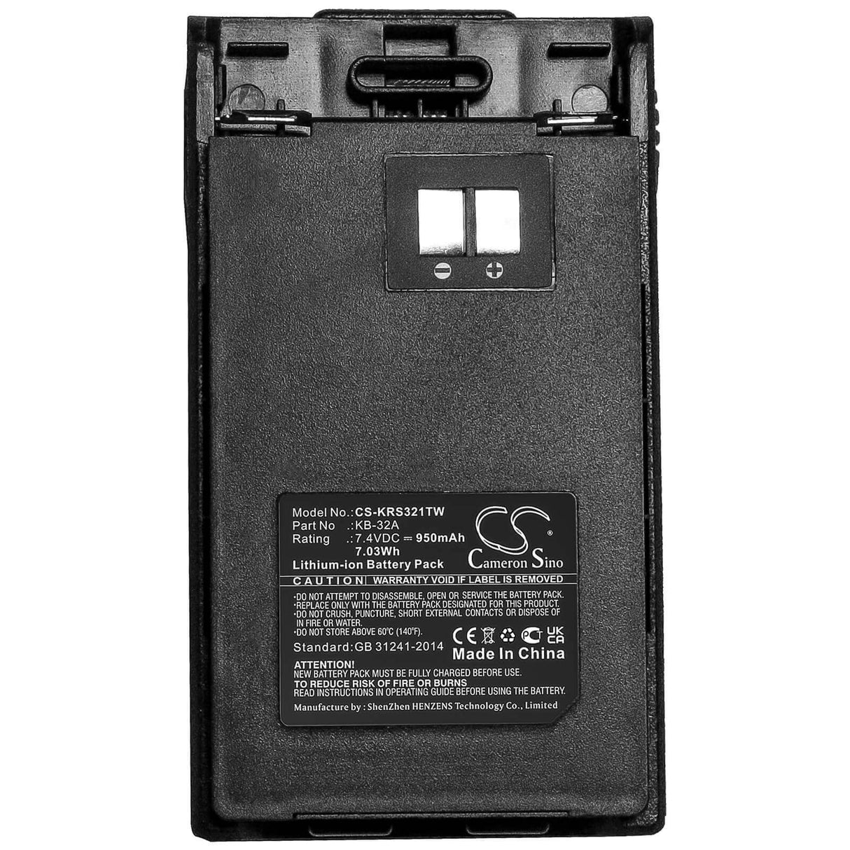 7.4V, Li-ion, 950mAh, Two-Way Radio battery fits Kirisun, Kb-32a, Pt-3200, 7.03Wh Two-Way Radio Cameron Sino Technology Limited