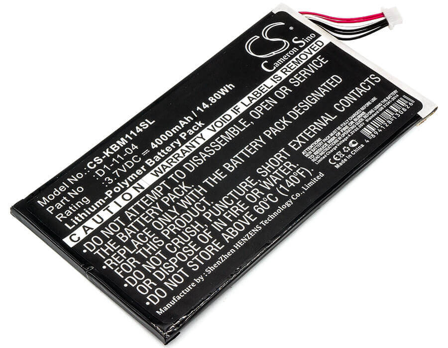 E-Reader battery For Kobo, K080-kdn-b, Vox, D1-11-04 3.7v, 4000mah - 14.80wh E-book, E-reader Cameron Sino Technology Limited