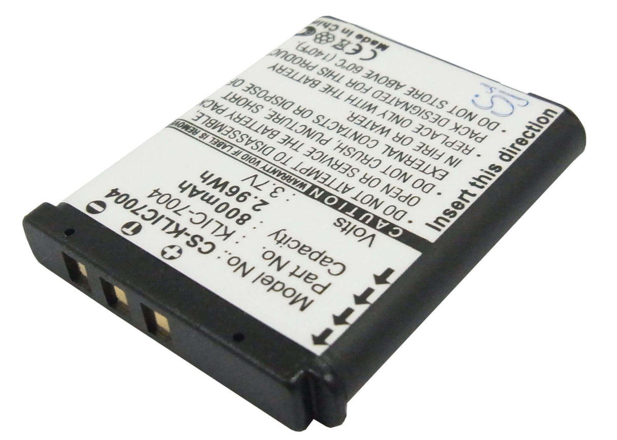 3.7V, Li-ion, 800mAh, Camera battery fits Kodak, Klic-7004, Easyshare M1033, Easyshare M1093 Is, 2.96Wh Camera Cameron Sino Technology Limited (Camera)