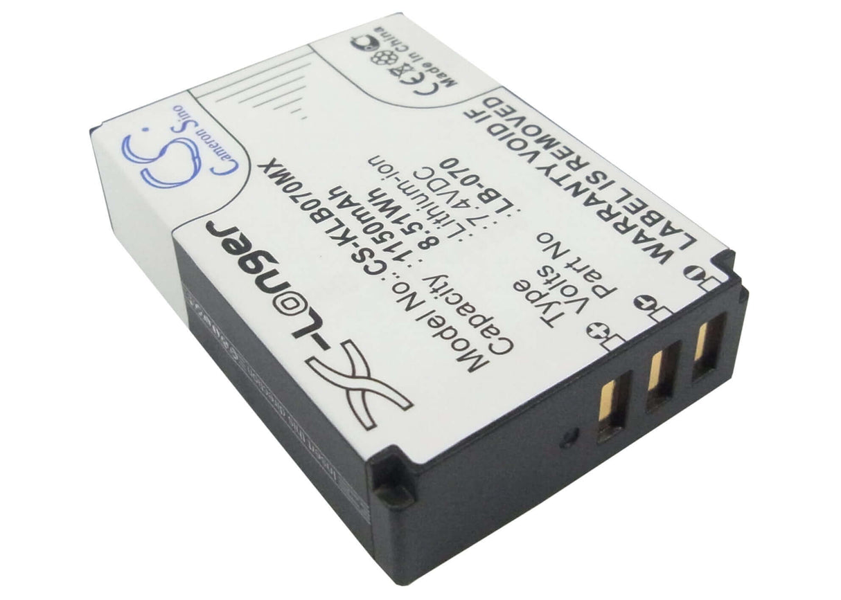 7.4V, Li-ion, 1150mAh, Camera battery fits Kodak, Lb-070, Pixpro Az651, Pixpro Az651 Astro Zoom, 8.51Wh Camera Cameron Sino Technology Limited (Camera)