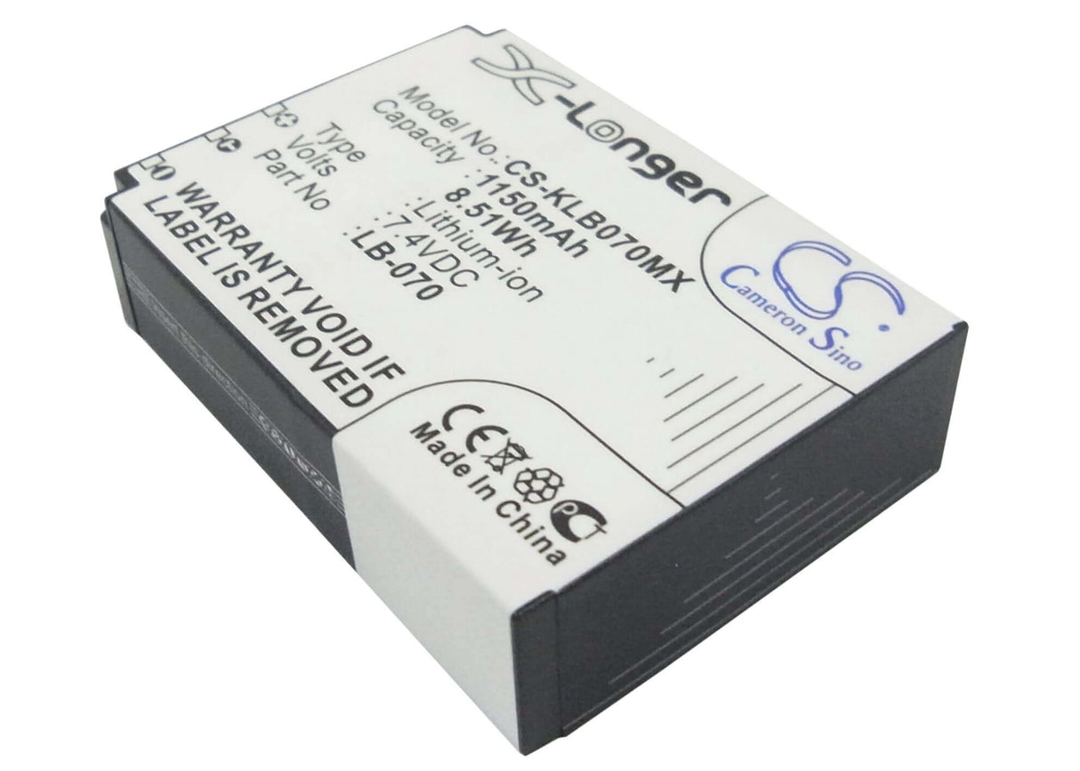 7.4V, Li-ion, 1150mAh, Camera battery fits Kodak, Lb-070, Pixpro Az651, Pixpro Az651 Astro Zoom, 8.51Wh Camera Cameron Sino Technology Limited (Camera)