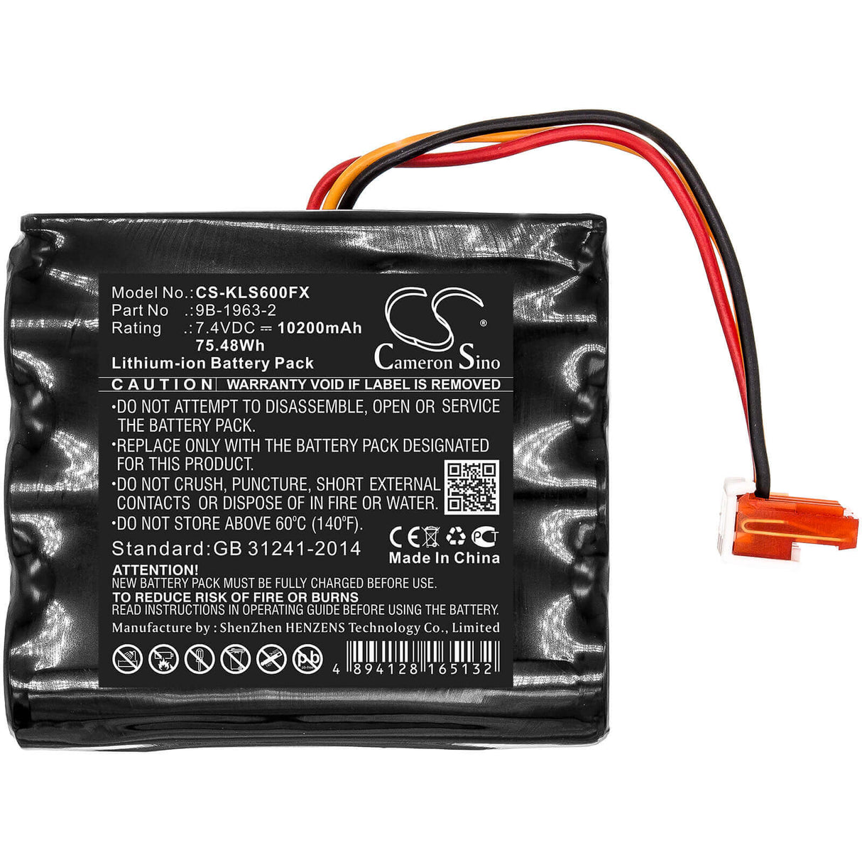 7.4V, Li-ion, 10200mAh, Flashlight battery fits Koehler, Lighthawk, 9b-1963-2, Lighthawk 600, Lighthawk 600 Lumens, 75.48Wh Flashlight Cameron Sino Technology Limited