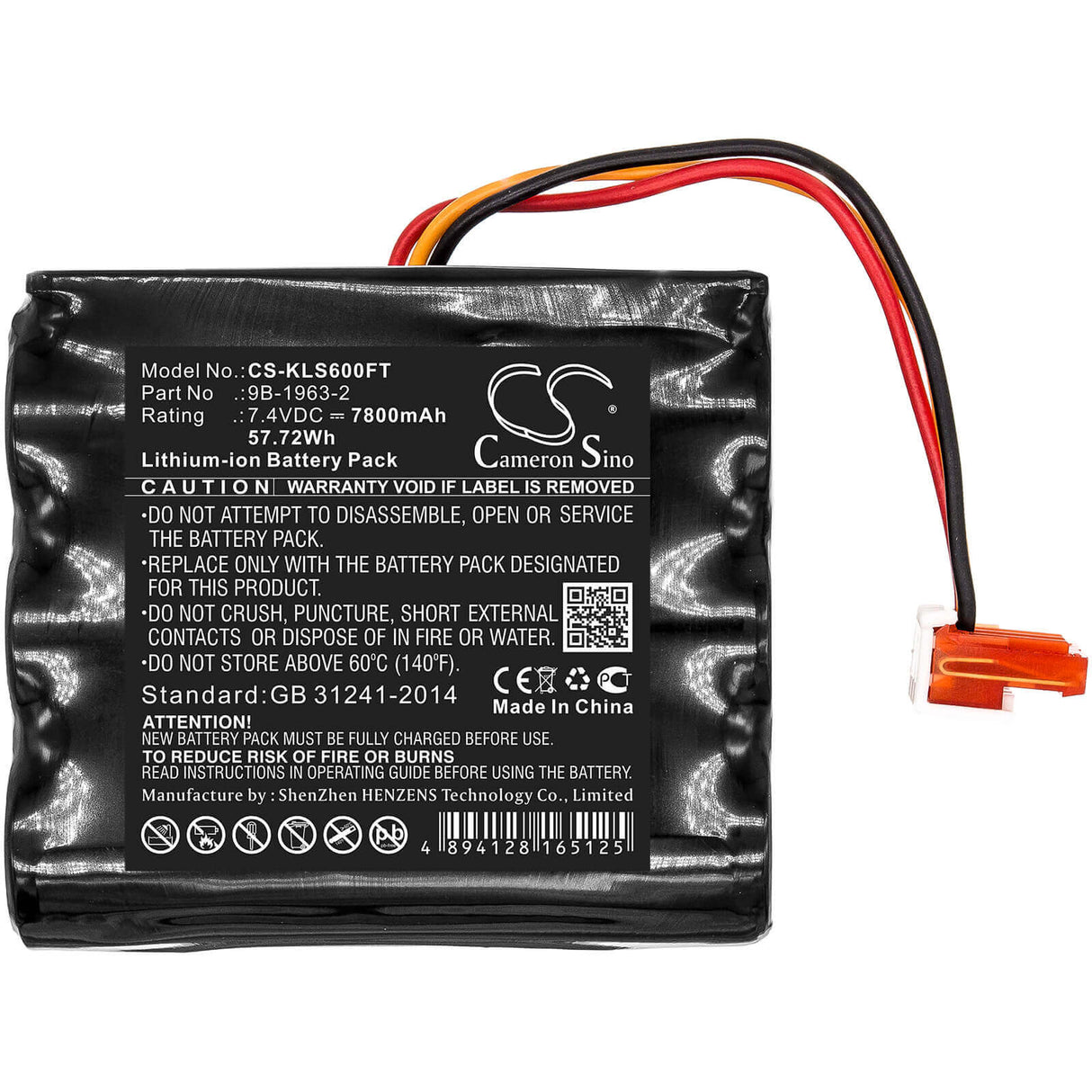 7.4V, Li-ion, 7800mAh, Flashlight battery fits Koehler, Lighthawk, 9b-1963-2, 57.72Wh Flashlight Cameron Sino Technology Limited