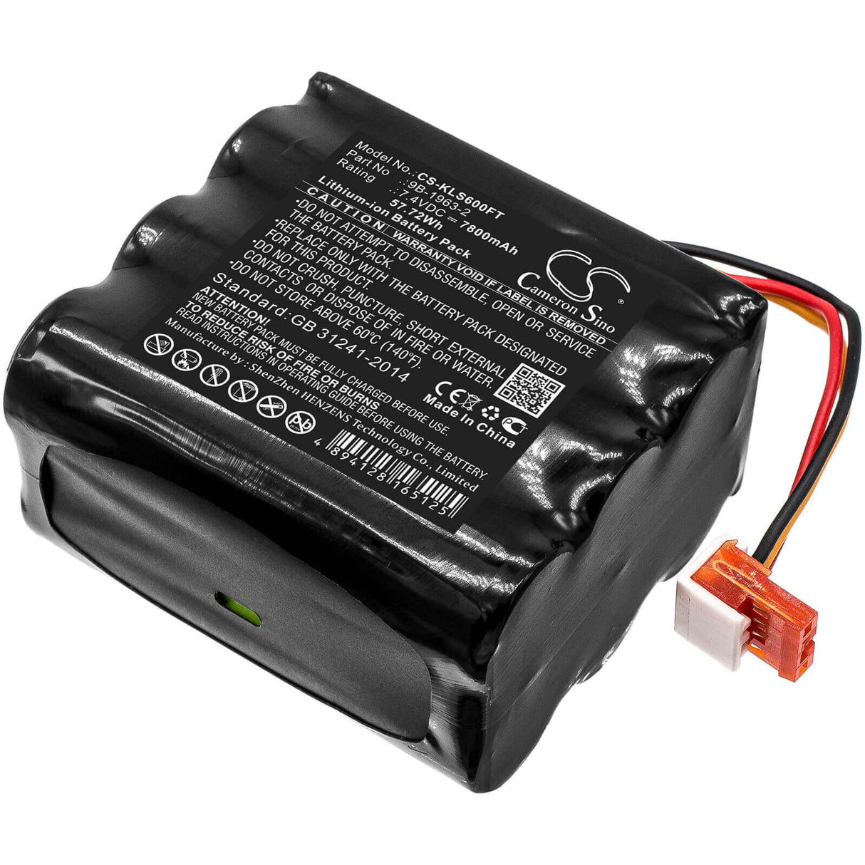 7.4V, Li-ion, 7800mAh, Flashlight battery fits Koehler, Lighthawk, 9b-1963-2, 57.72Wh Flashlight Cameron Sino Technology Limited