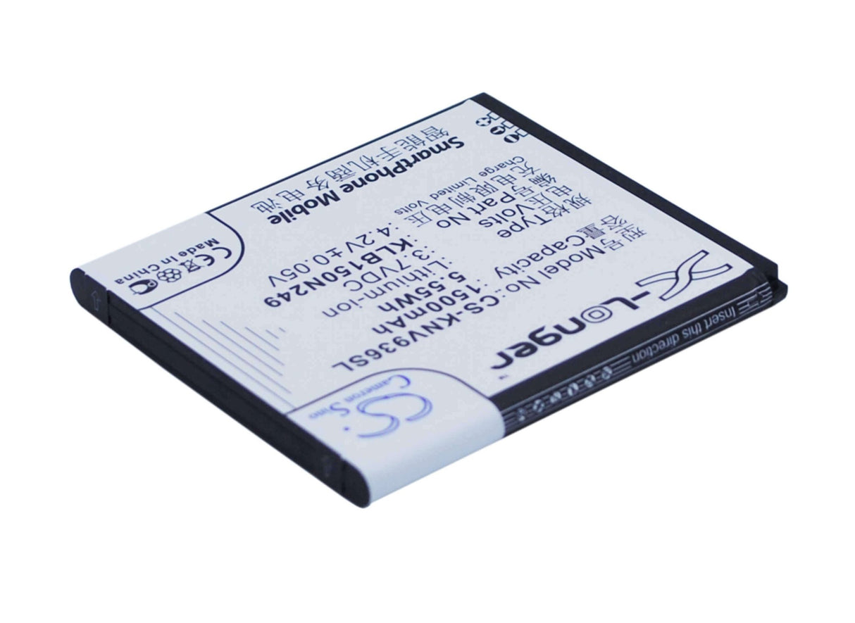 3.7V, Li-ion, 1500mAh, SmartPhone battery fits Konka, Klb150n249, E5838, E830, 5.55Wh Mobile, SmartPhone Cameron Sino Technology Limited (Suspended)
