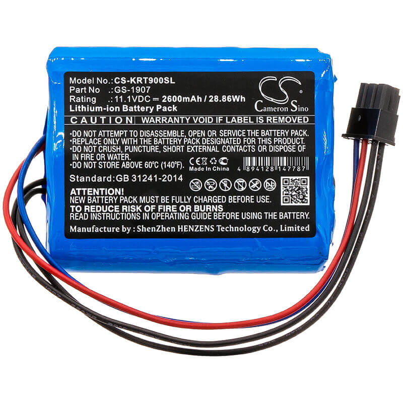 11.1V, Li-ion, 2600mAh, Time Clock battery fits Kronos, Gs-1907, 8609000-018, Intouch 9000, 28.86Wh Time Clock Cameron Sino Technology Limited