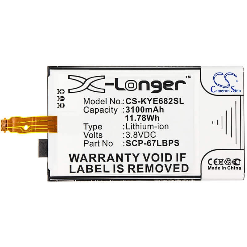 3.8V, Li-ion, 3100mAh, SmartPhone battery fits Kyocera, 5aaxbt099gea, Duraforce Pro, E6810, 11.78Wh Mobile, SmartPhone Cameron Sino Technology Limited (Smartphone)