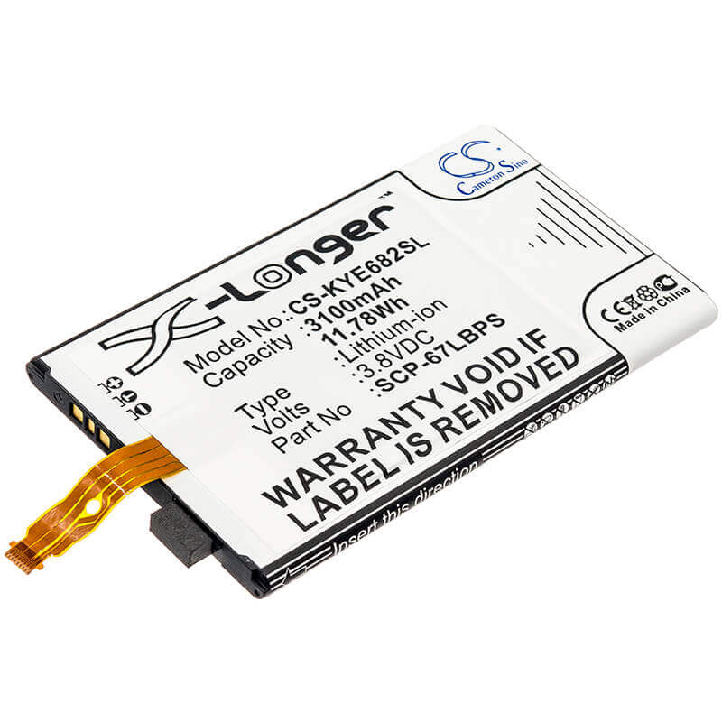 3.8V, Li-ion, 3100mAh, SmartPhone battery fits Kyocera, 5aaxbt099gea, Duraforce Pro, E6810, 11.78Wh Mobile, SmartPhone Cameron Sino Technology Limited (Smartphone)