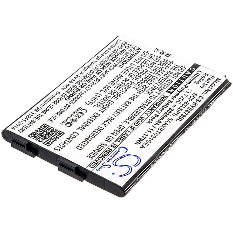3.7V, Li-Polymer, 3020mAh, SmartPhone battery fits Kyocera, 5aaxbt091gea, Duraforce Xd, E6790, 11.17Wh Mobile, SmartPhone Cameron Sino Technology Limited (Smartphone)