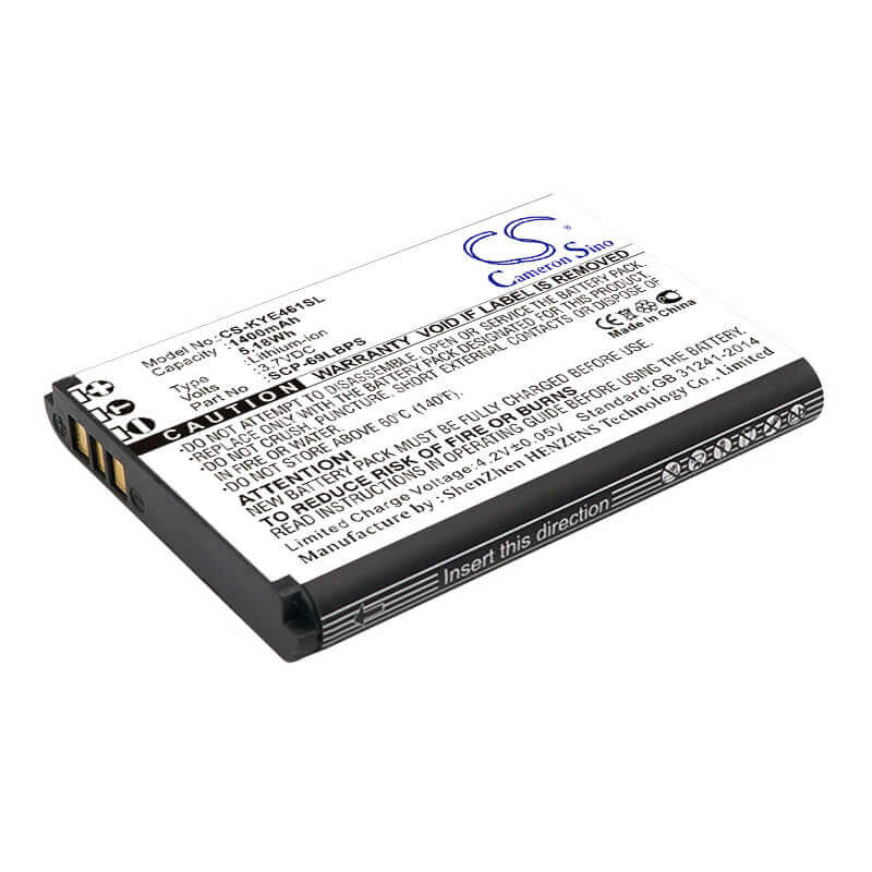 3.7V, Li-ion, 1400mAh, SmartPhone battery fits Kyocera, Scp-69lbps, Duraxtp, Duraxv Lte, 5.18Wh Mobile, SmartPhone Cameron Sino Technology Limited (Smartphone)